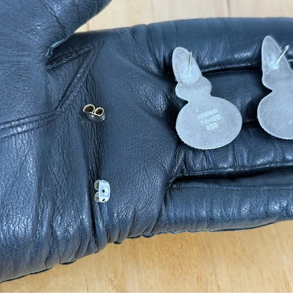 Vintage Taxco Mexico Sterling Silver Pierced Earrings Sugilite Mexico TM-180 925 - Picture 6 of 12